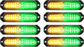 8pcs Amber/Green Ultra Slim 12-LED Sync Strobe Lights - Vehicle