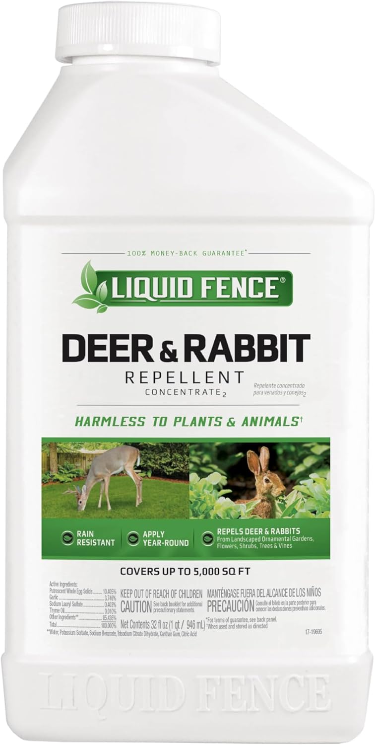 Liquid Fence Deer and Rabbit Repellent Concentrate for Year-Round Use