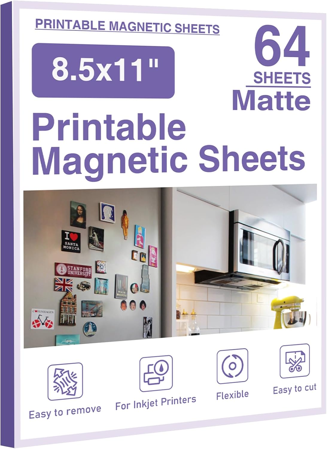 Printable Magnetic Sheets for DIY Crafts - 64 Pcs 8.5x11 in