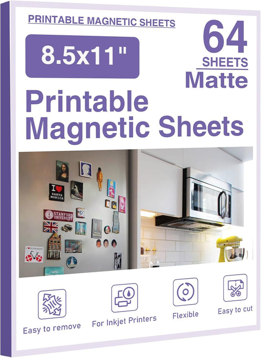 Printable Magnetic Sheets for DIY Crafts - 64 Pcs 8.5x11 in