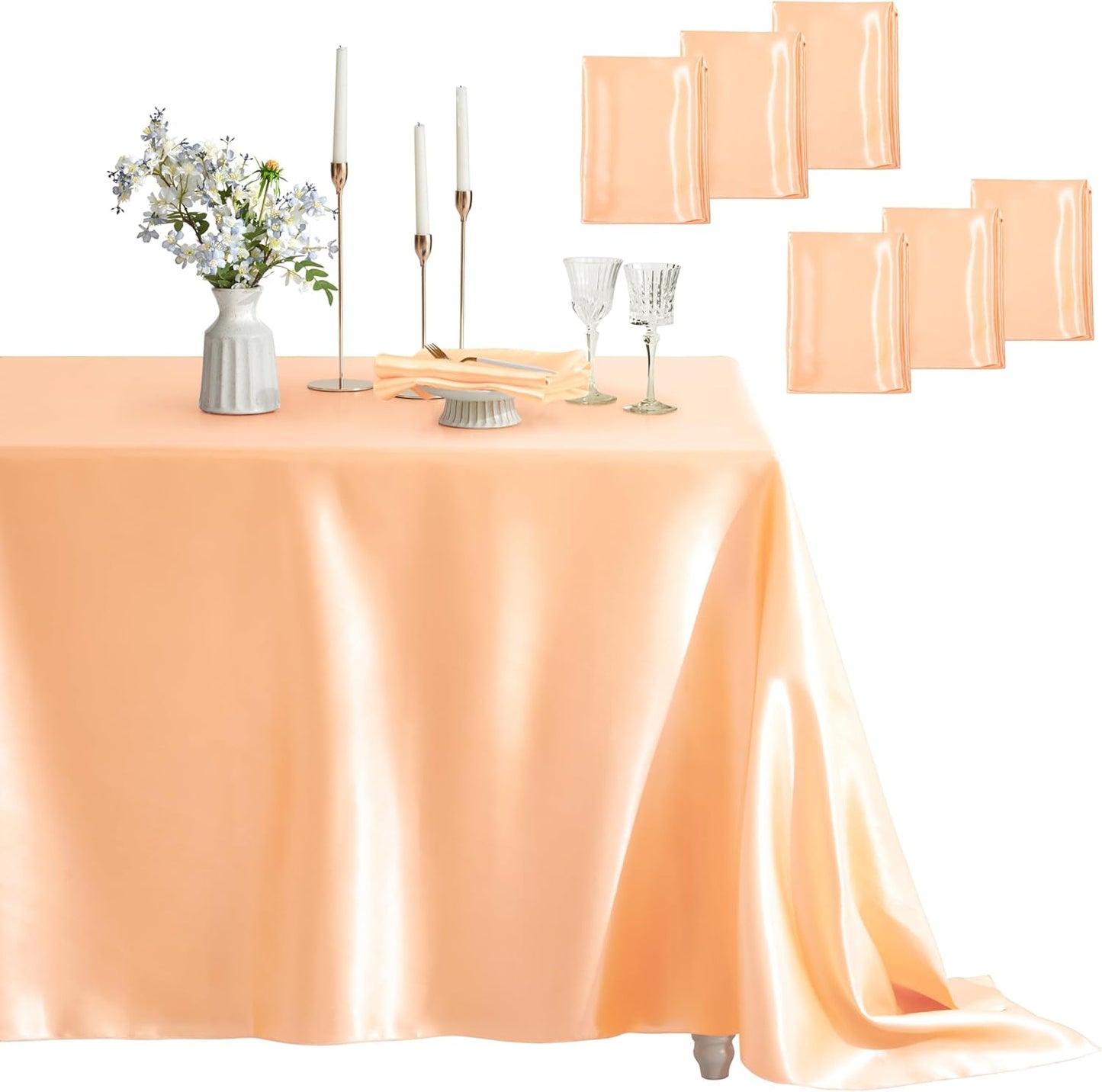 Satin Table Cover Rectangle 6 Pack for Elegant Dining Events