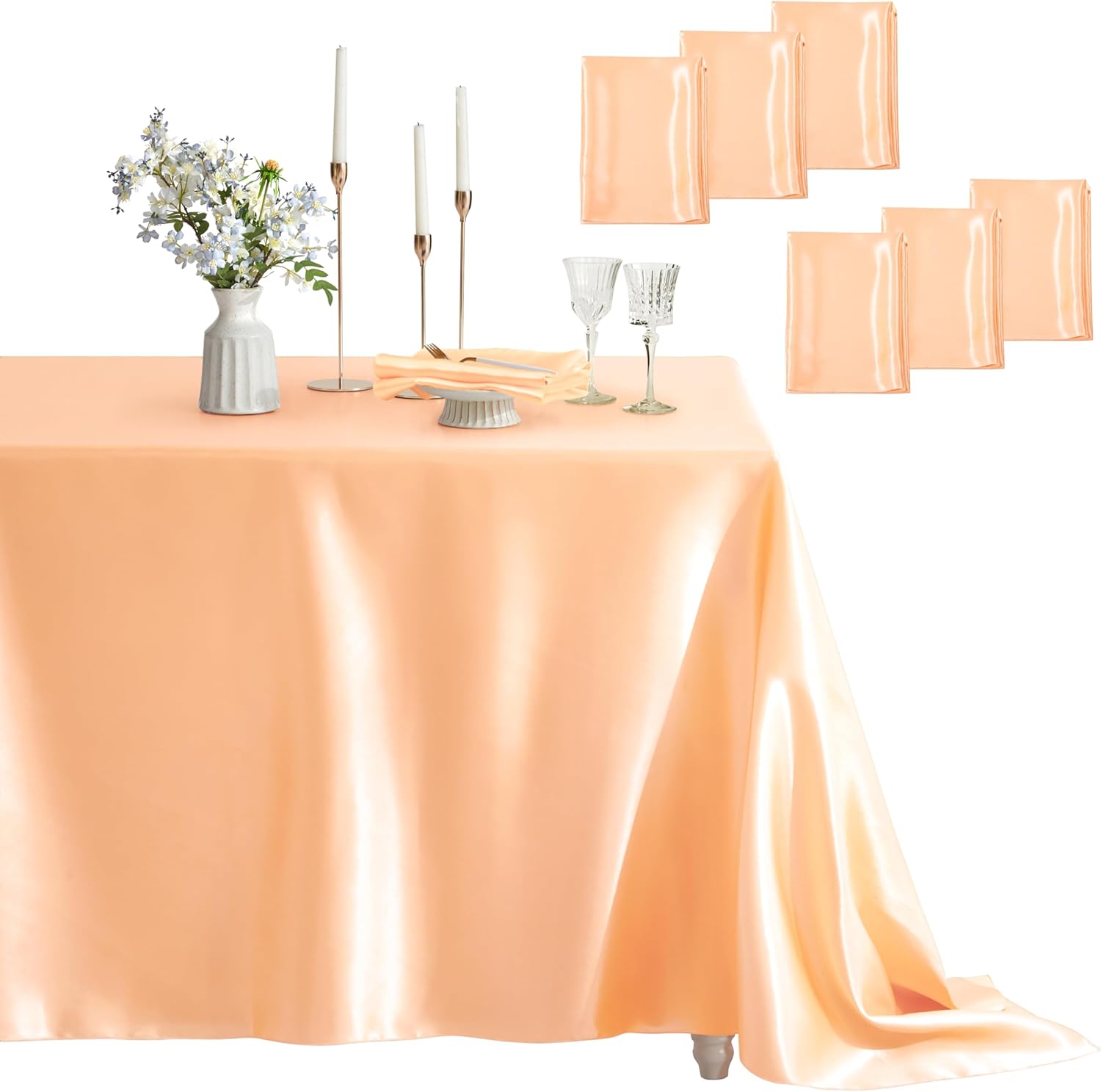 Satin Table Cover Rectangle 6 Pack for Elegant Dining Events