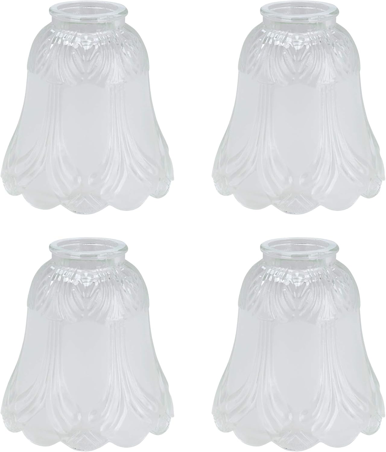 Transitional Clear & Sandblasted Ceiling Fan Glass Shade 4 Pcs