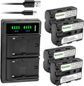 2400mAh NP-FM500H Battery 4-Pack with USB Dual Charger - Portable