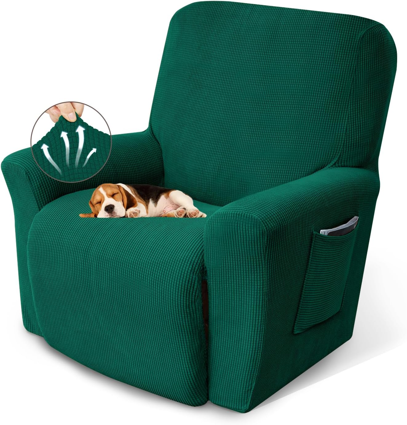 KEKUOU Recliner Chair Covers for Dogs and Kids, Dark Green