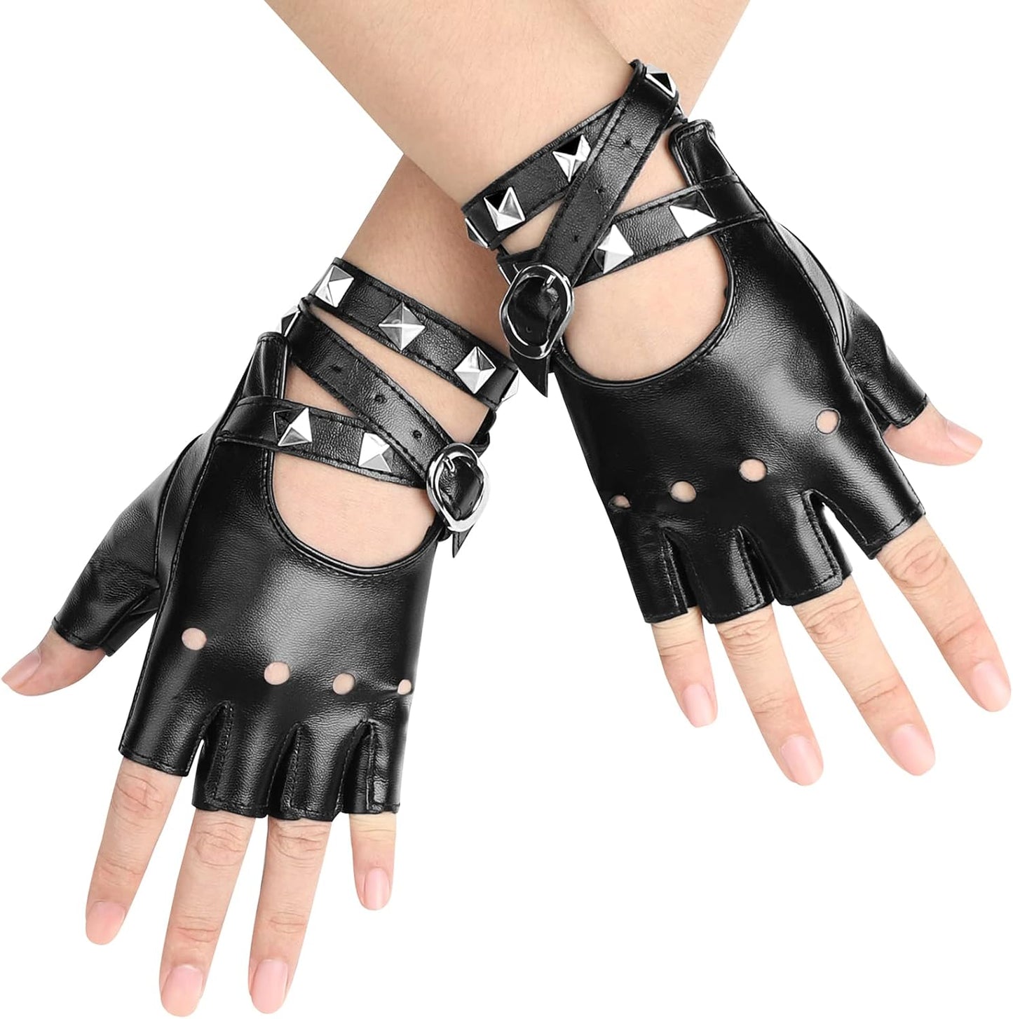 Accmor Leather Punk Fingerless Gloves - Drive, Sport, Perform