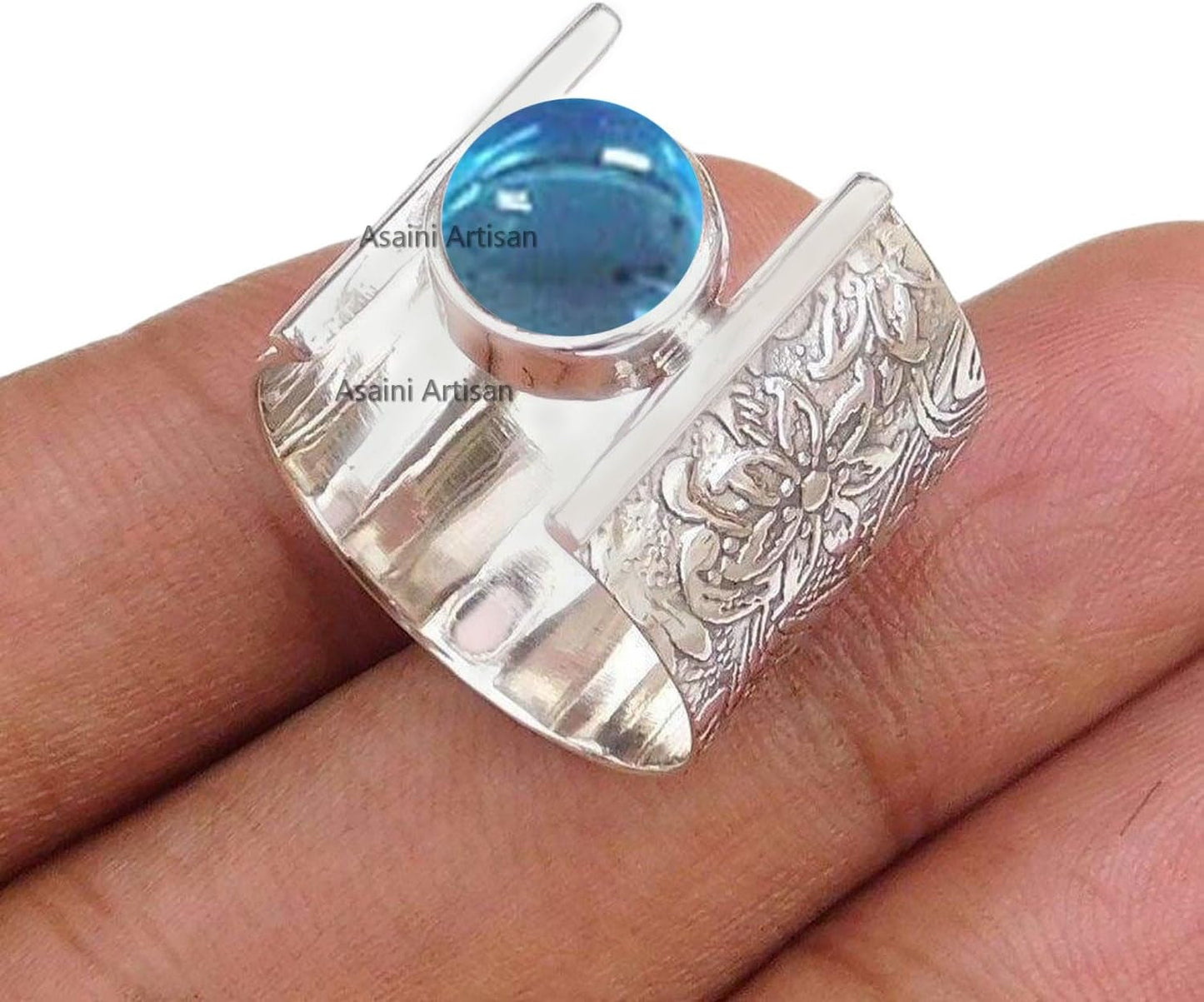 7MM Round Gemstone Sterling Silver Gift Ring for Women