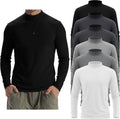 6 Pack Mens Mock Turtleneck Pullover Shirts - Lightweight Thermal