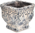 Sungmor 6.5 in Cement Plant Pot - Vintage Embossed Succulent Planter