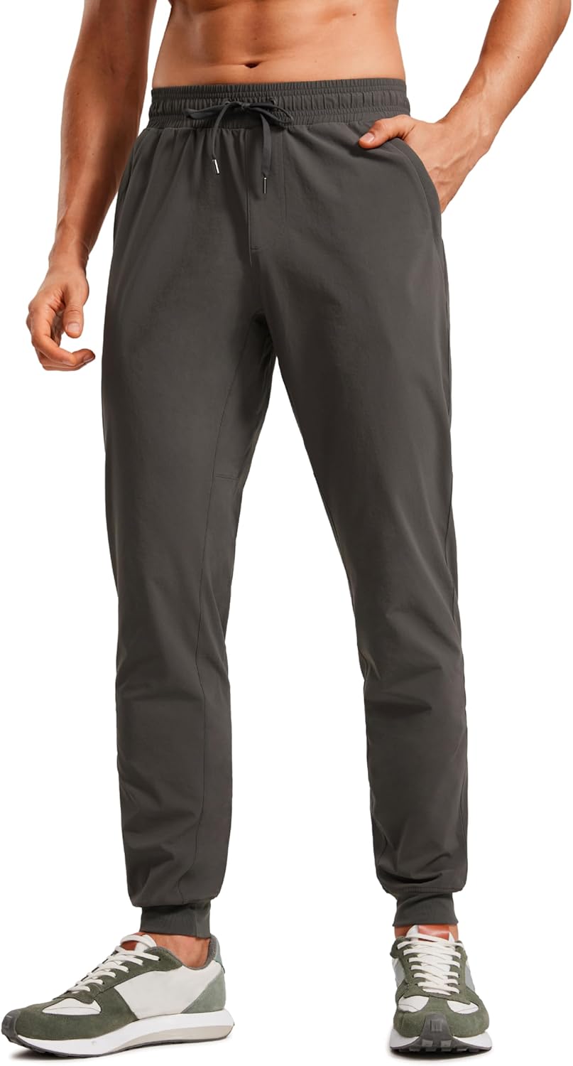 CRZ YOGA Athletic Joggers for Men - Lightweight Water Resistant Pants
