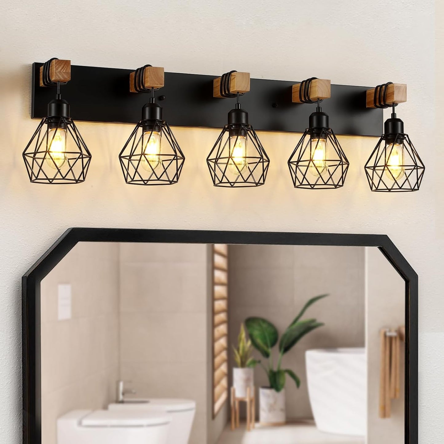 5-Light Farmhouse Bathroom Vanity Light Fixtures for Rustic Charm