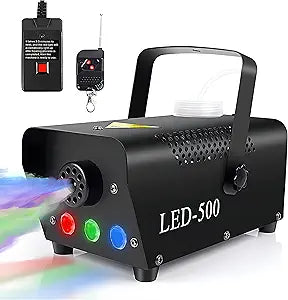 Fog Machine with LED Lights for Parties and Events - 500W Power