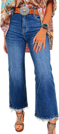 High Waisted Flared Jeans Mineral Wash - Flattering Retro Fit