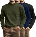 Casual Plus Size Men's Mock Turtleneck Shirt Three Piece Set