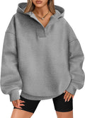 Oversized V Neck Hoodie for Women - Cozy Fleece Fall Staple