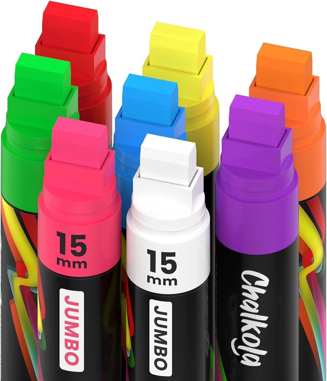 8 Washable Window Markers for Cars - Jumbo 15mm Liquid Chalk