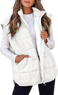 EVALESS Womens Puffer Vest Cap Sleeve Zip Up - Warm Travel Layer