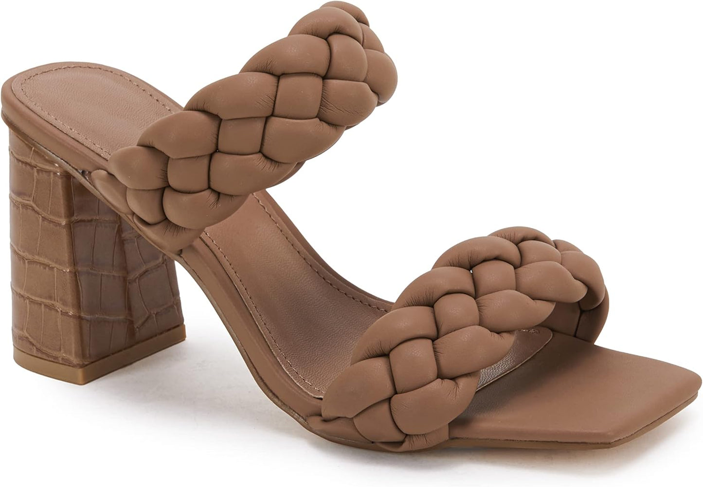 Syktkmx Womens Braided Heels Sandals for Summer Style