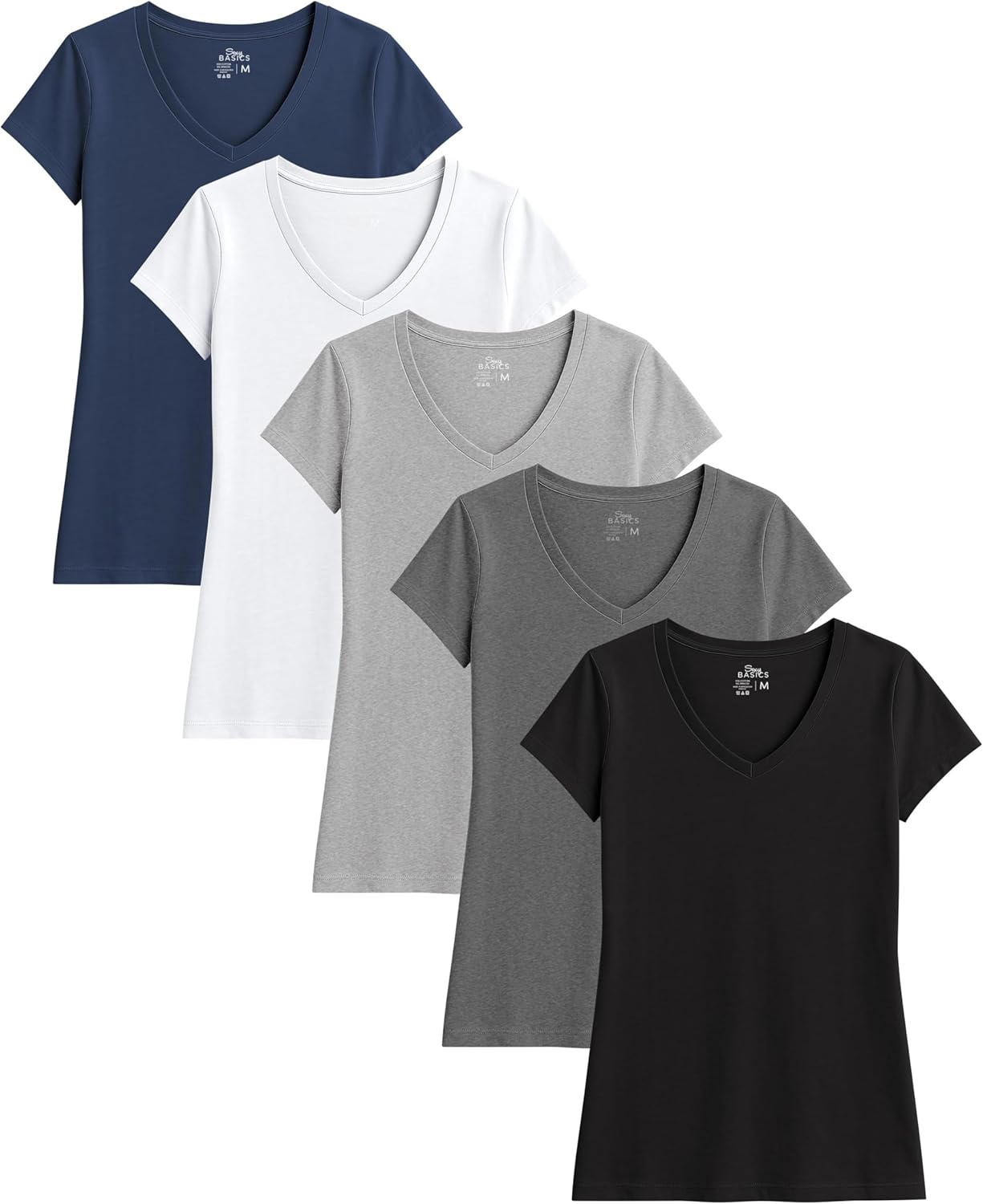 Sexy Basics Womens Cotton Stretch V Neck T Shirts for Every Occasion