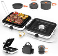 2 Burner Camping Stove - Compact Folding Propane Cooker