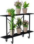 Zhongma 2 Tier Metal Sturdy Narrow Plant Stand with Wheels - Heavy