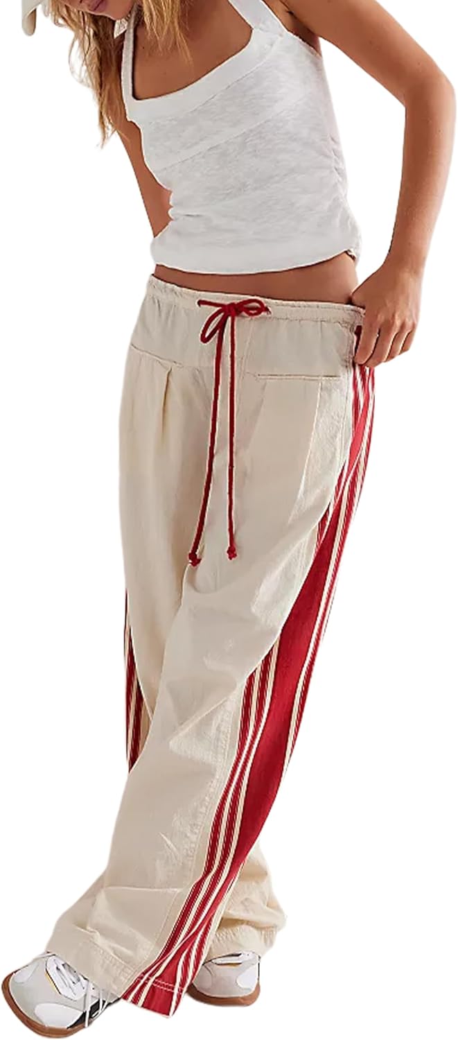 Hongsui Women's Wide Leg Pants with Drawstring and Pockets