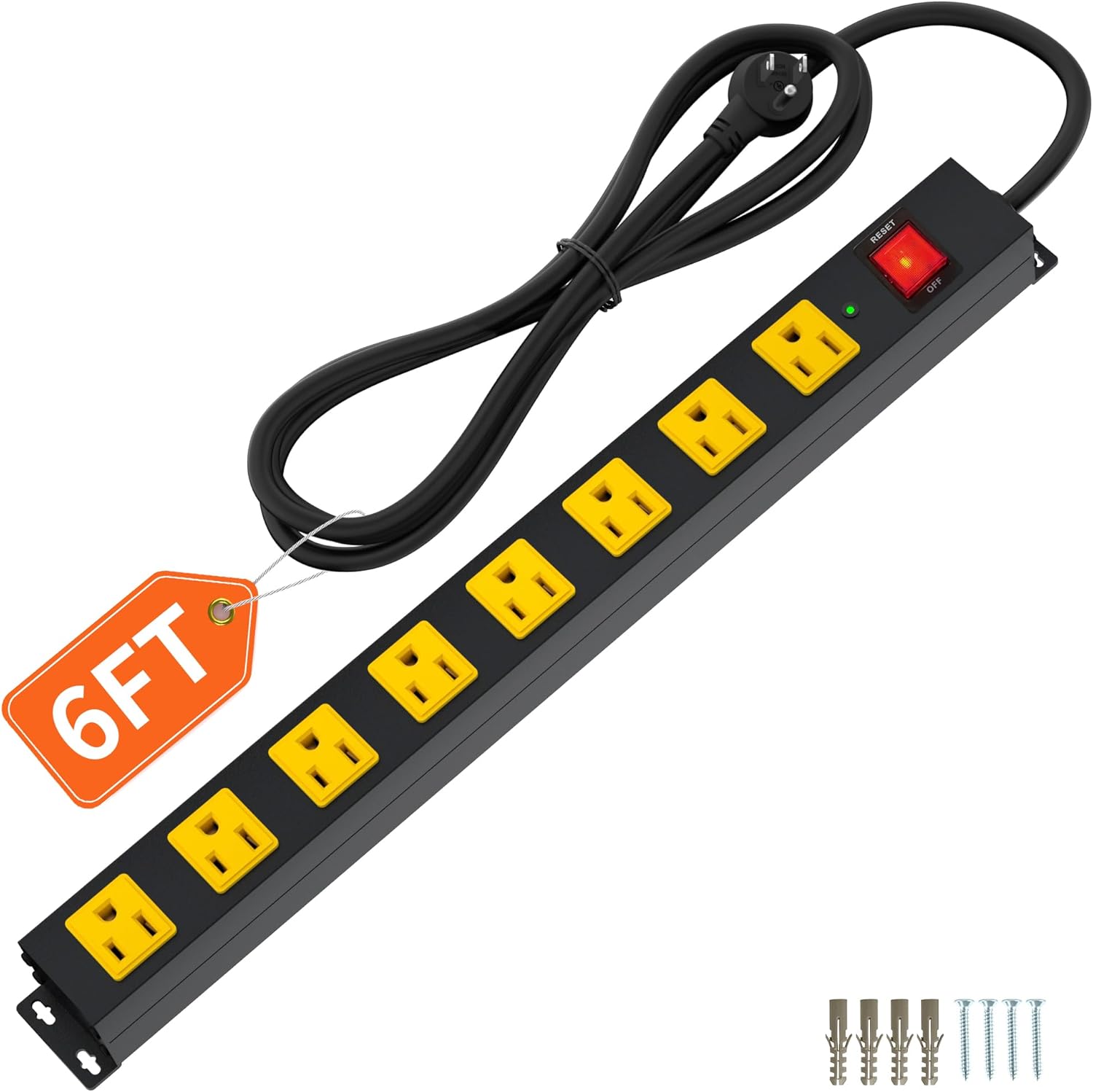 Surge Protector Power Strip: Wall Mountable & Wide Spaced Outlets