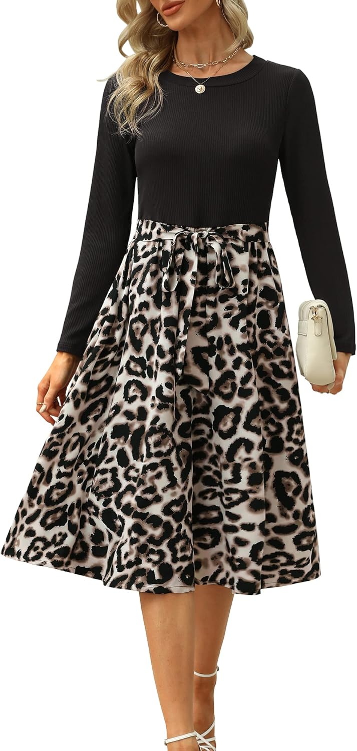 Zattcas Women 2025 Fall Dress Long Sleeve Modest Midi Outfit