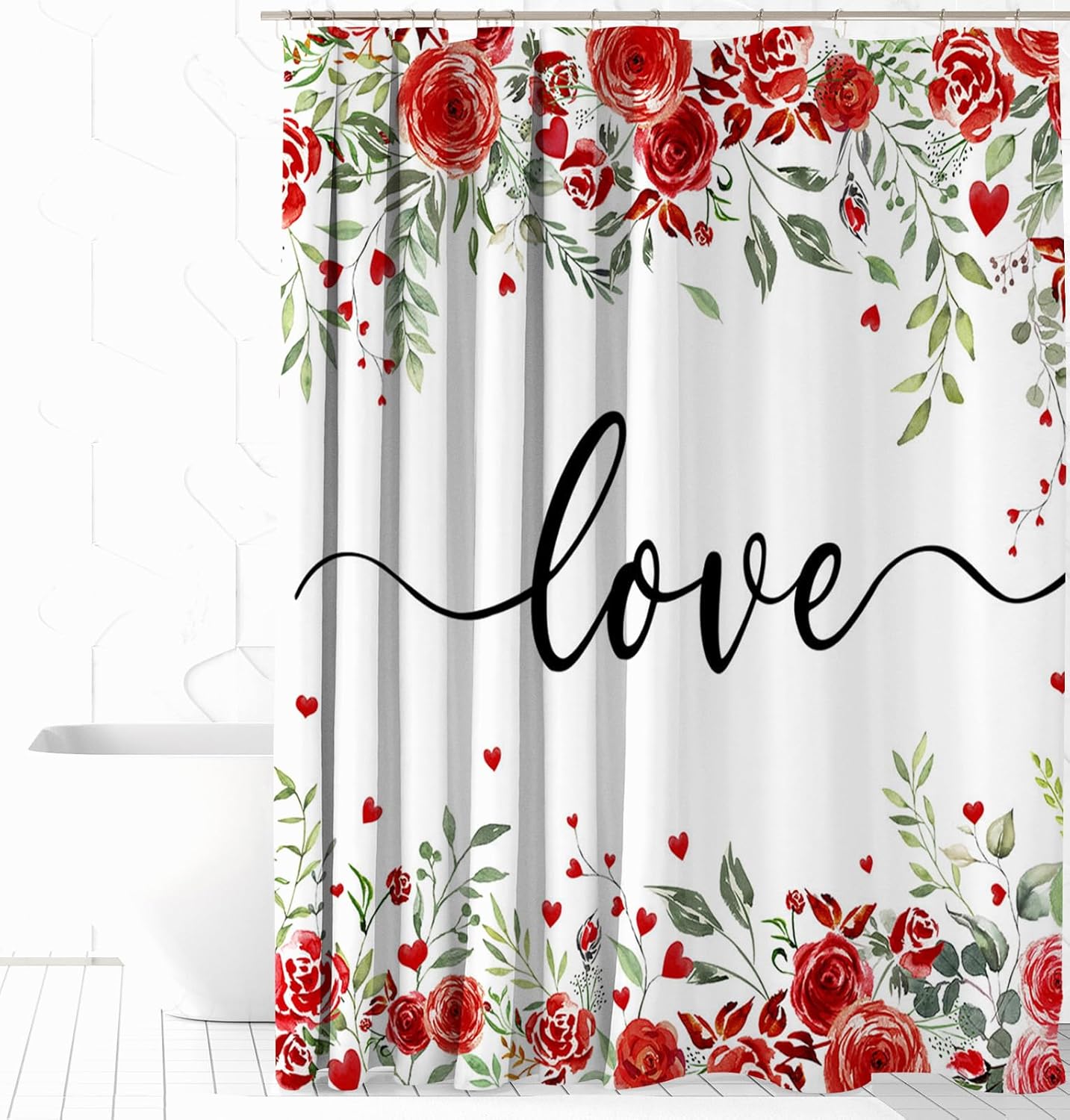 Valentine's Red Rose Shower Curtain