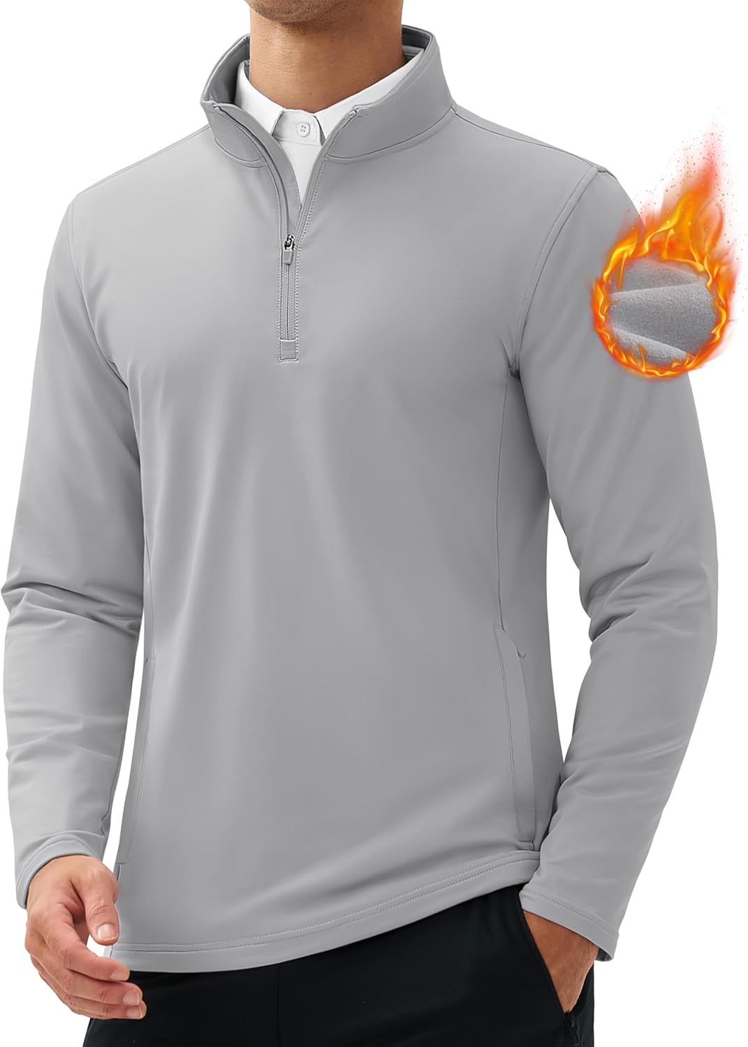 MAGCOMSEN Quarter Zip Pullover for Men - Fleece Lined Jacket