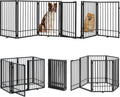 Metal Freestanding Dog Gate with Door 121 in - Foldable Pet Fence