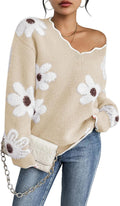 Pink Queen Women's Oversized V Neck Fuzzy Sweater - Chunky Fuzzy Knit