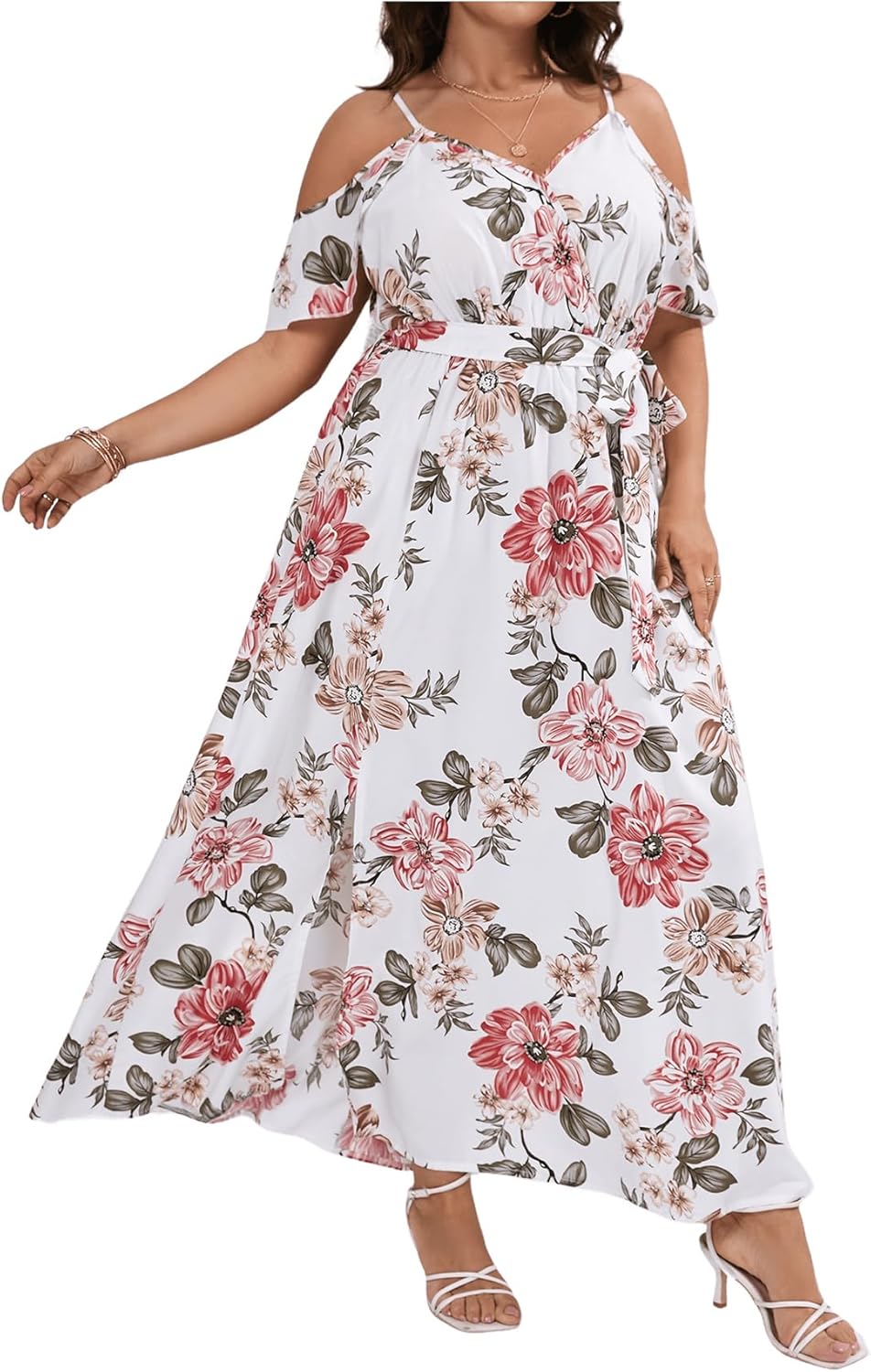 Floerns Women's Plus Size Cold Shoulder Maxi Long Dress Review