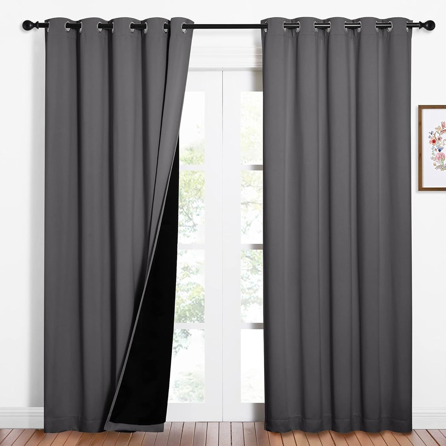 NICETOWN Grey Full Shade Curtain Panels for Energy Efficiency