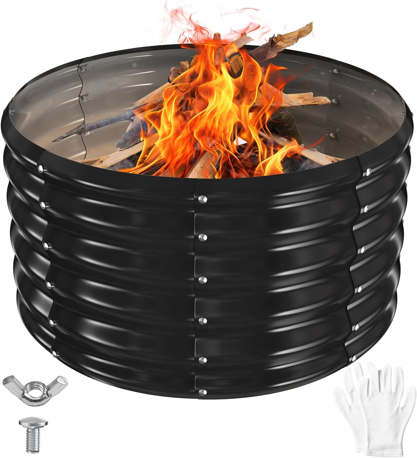 32 Inch Round Galvanized Fire Pit Ring for Outdoor Gatherings