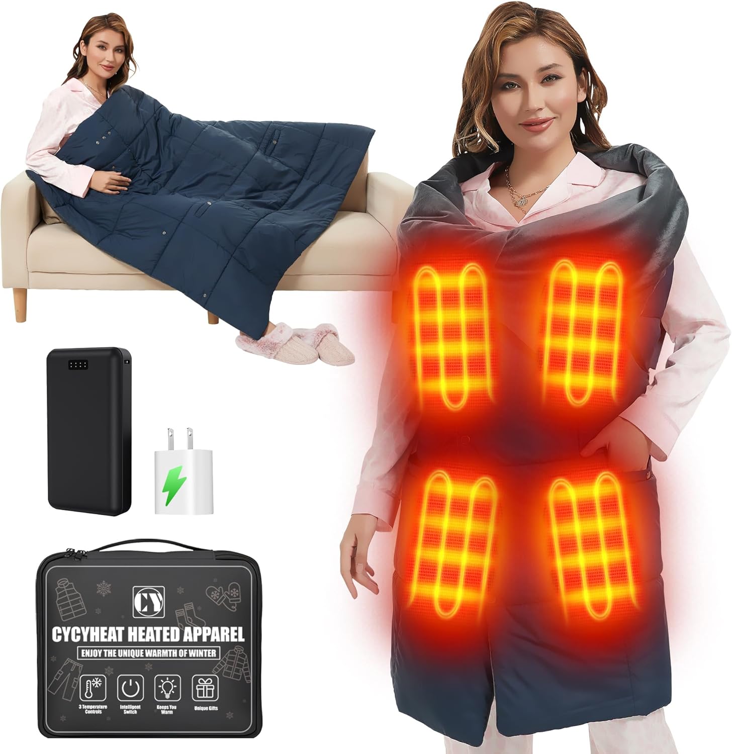 CYCYHEAT USB Heated Blanket - Portable Wireless Warmth
