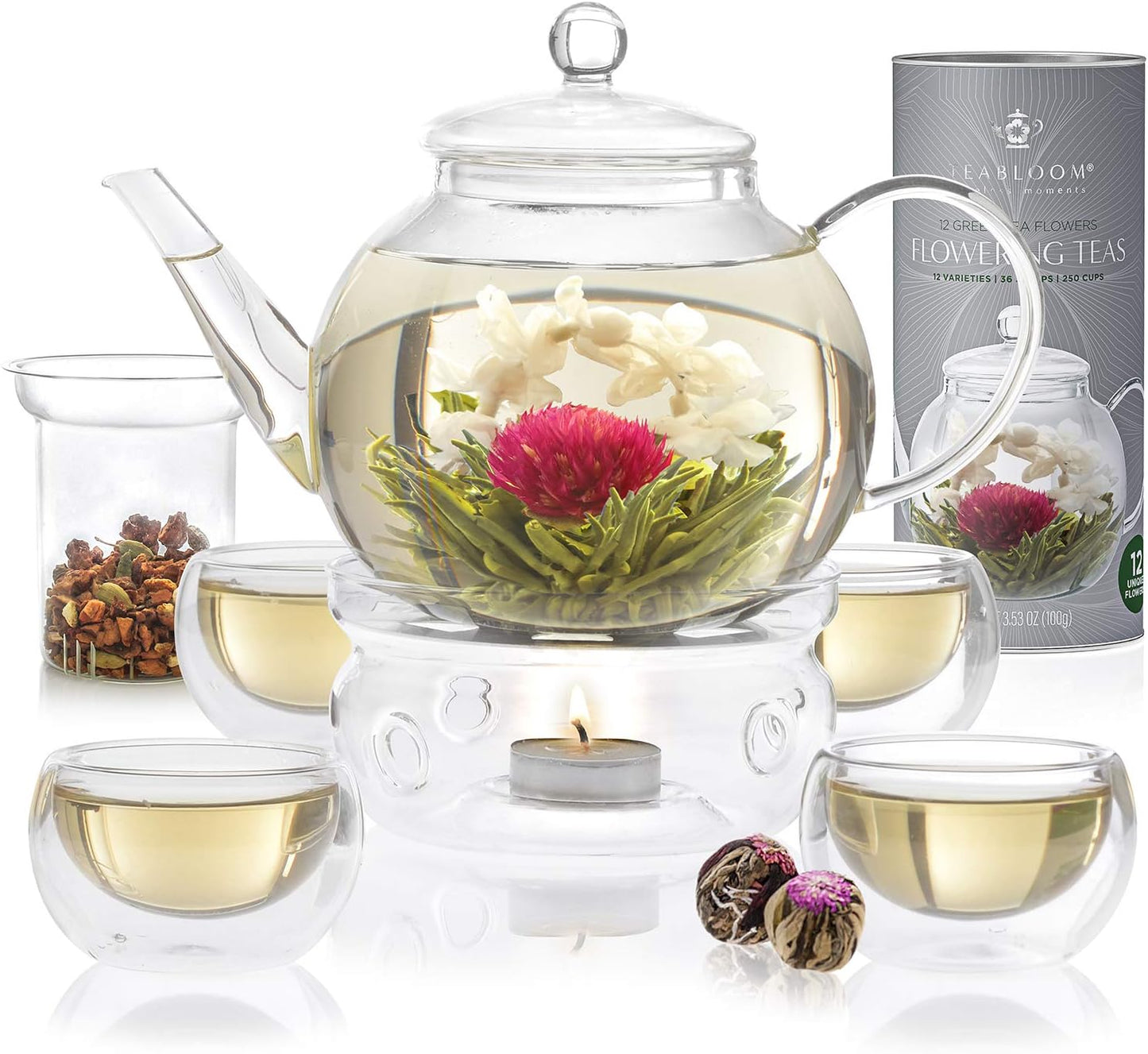 Teabloom Complete Glass Tea Set for Elegant Blooming Tea Moments