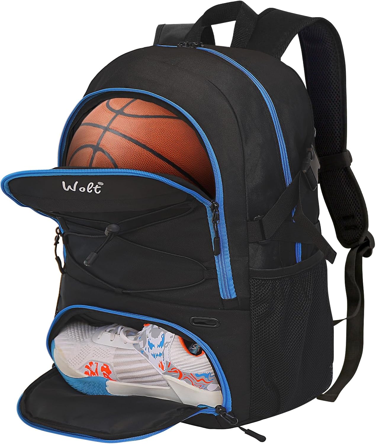WOLT Basketball Backpack with Separate Ball Holder & Shoes Compartment