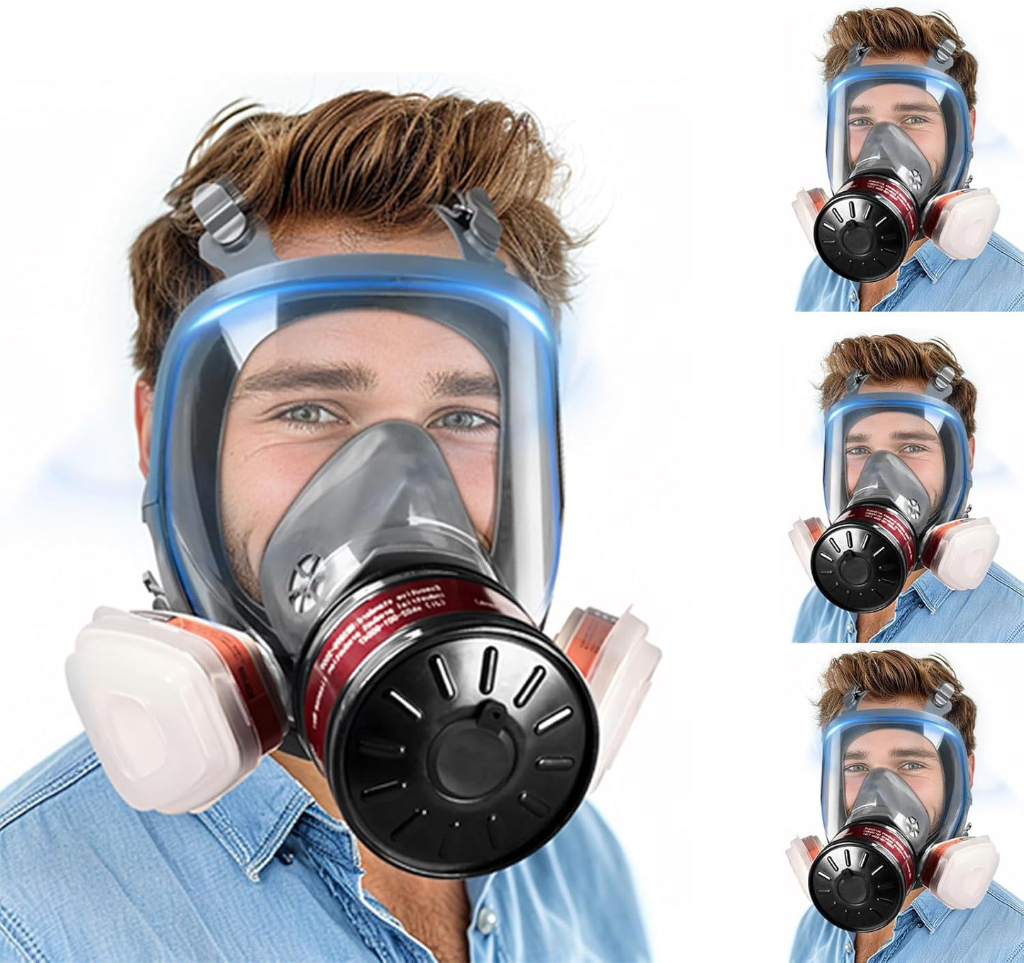 4 Pack Full Face Gas Masks for Ultimate Protection and Comfort