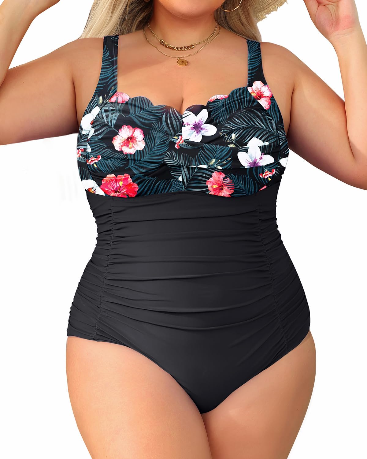 Aqua Eve Womens Plus Size One Piece Swimsuit for Tummy Control