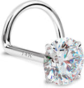 14K Gold Nose Rings Studs for Women and Men - Solid Screw CZ