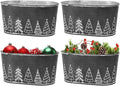 Christmas Oval Metal Ice Buckets 4-Pack - Festive Galvanized Tubs
