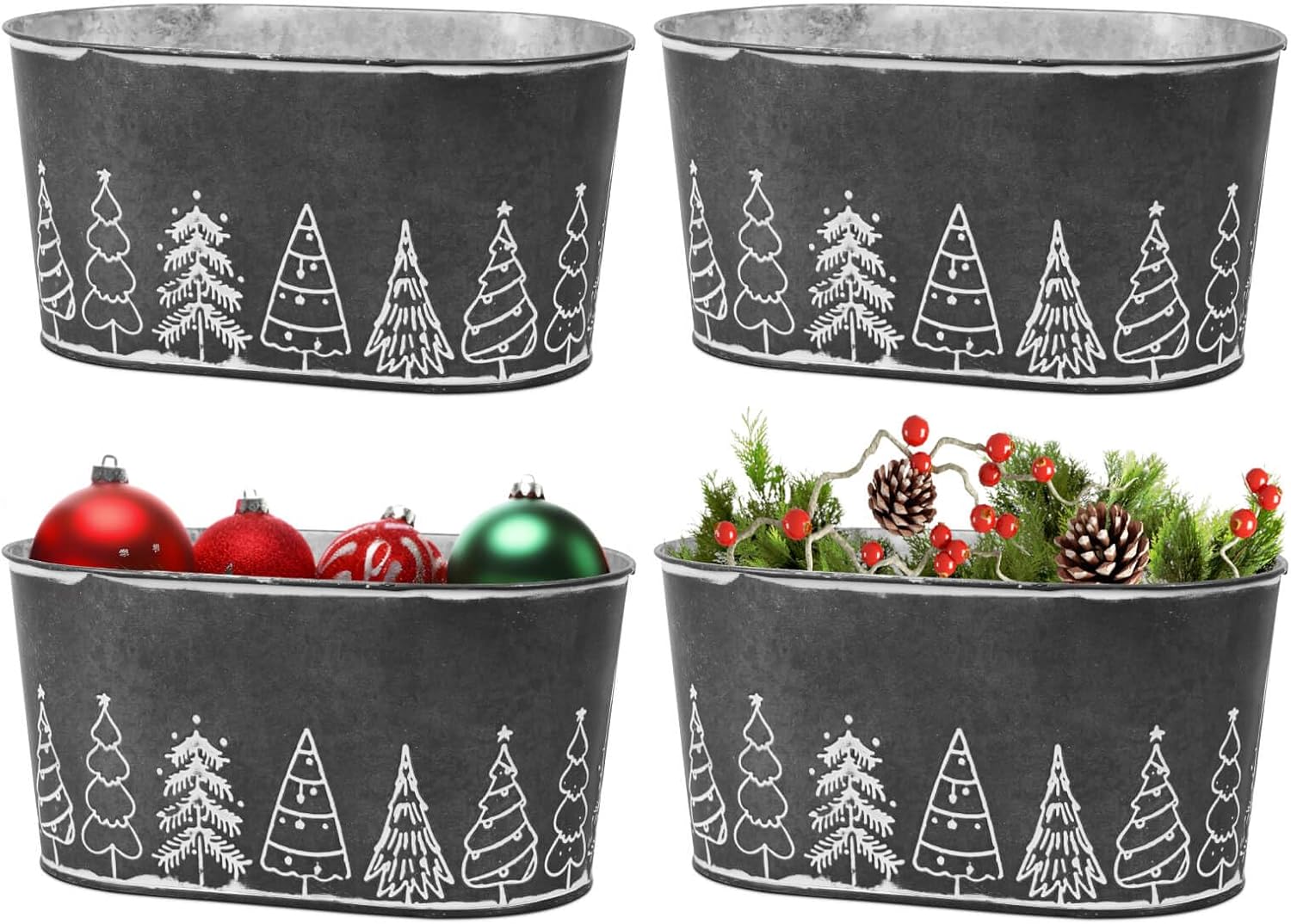 Putuo Decor Christmas Oval Metal Ice Buckets for Holiday Fun