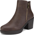 Womens Ankle Boots Chunky Heel Platform - Side Zip Comfort