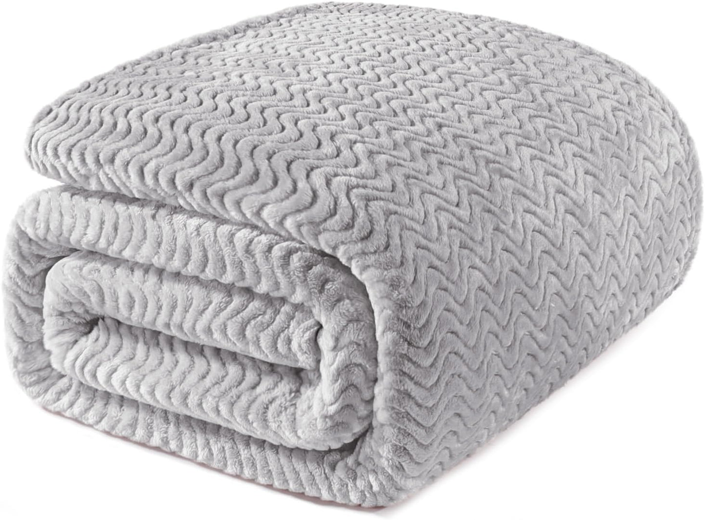 Soft Fleece Blanket Twin Size for All Seasons, Light Grey