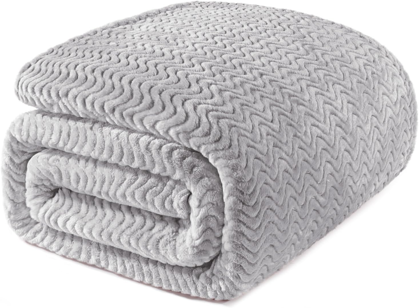 Soft Fleece Blanket Queen Size for All Seasons, Light Grey
