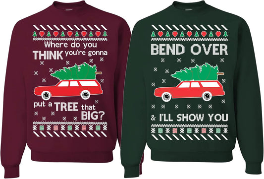 Wild Custom Apparel Ugly Christmas Sweatshirt for Couples Fun