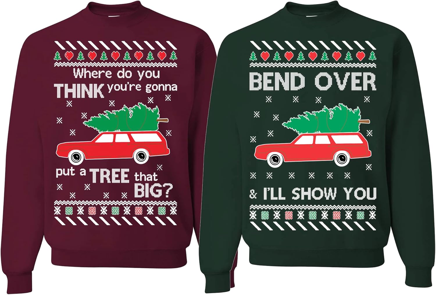 Ugly Christmas Sweatshirt for Couples by Wild Custom Apparel