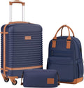 Coolife 3 Piece Luggage Set Carry On Spinner - Lightweight Travel