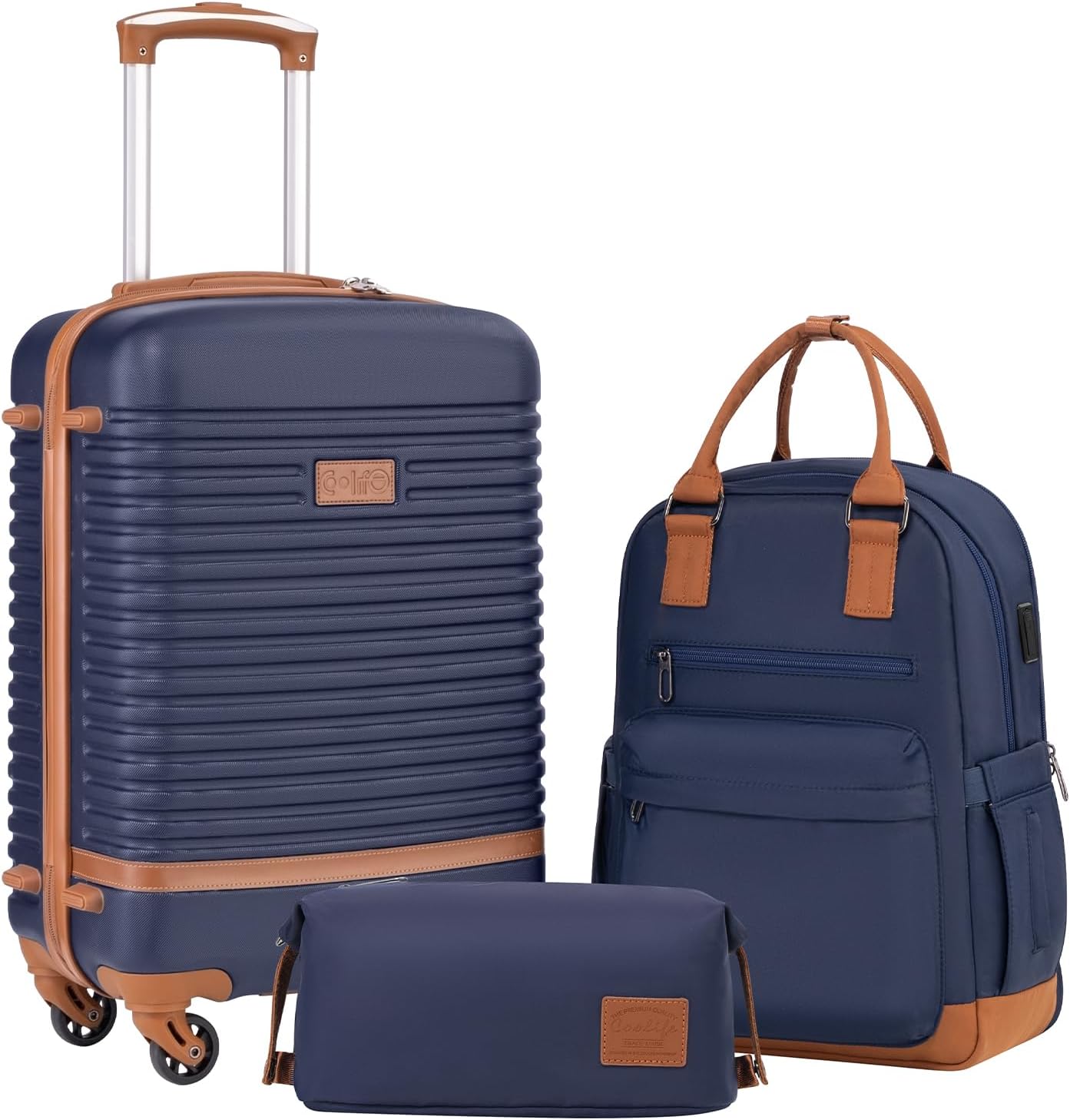 Coolife 3 Piece Luggage Set with TSA Lock and Spinner Wheels